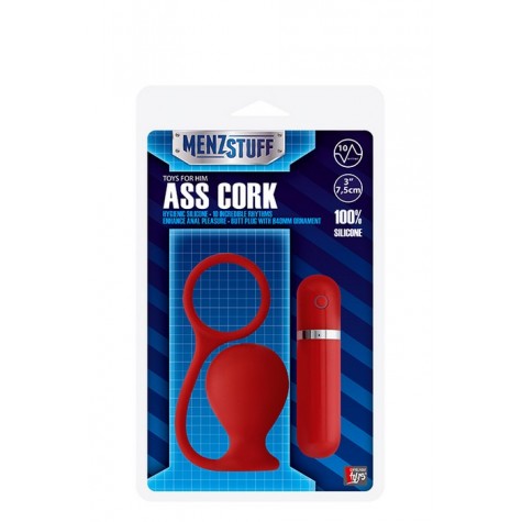 Красная вибровтулка MENZSTUFF ASS CORK WIDE - 7,5 см.