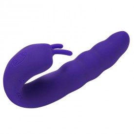 Фиолетовый вибратор Ribbed Dual Stimulator - 17 см.